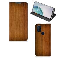 OnePlus Nord N10 5G Book | Wallet Case | Donker Hout - thumbnail