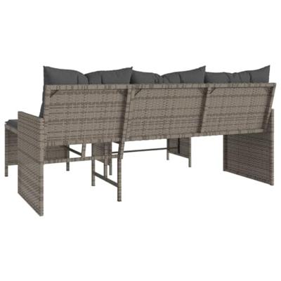Tuinbank met tafel en kussens L-vormig poly rattan grijs Tuinbank met tafel en kussens L-vormig poly rattan grijs