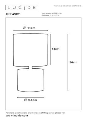Lucide GREASBY - Tafellamp - Ø 14 cm - 1xE14 - Beige