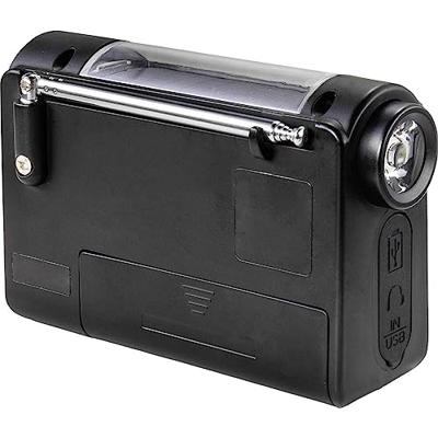 Renkforce RF-CR-200 Transistorradio VHF (FM), Middengolf, Korte golf Noodradio Oplaadbaar, Zonnepaneel, Handslinger, Wekfunctie, Zaklamp Zwart