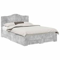 Bedframe met hoofdeinde Beton Grijs 140 x 200 cm Bewerkt hout - thumbnail