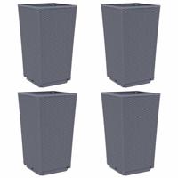 Plantenbakken 4 st 32,5x32,5x57 cm polypropeen grijs - thumbnail