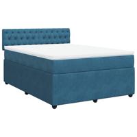 Boxspring met matras fluweel blauw 140x190 cm - thumbnail