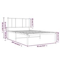 Bedframe met hoofdbord metaal zwart 80x200 cm - thumbnail