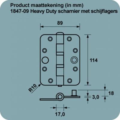 AXA veiligheids schijflagerscharnier Heavy Duty - SKG*** - 114x89mm - Topcoat afgerond - 1847-09-23/VE