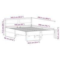 Bedframe met hoofdbord massief grenenhout wit 160x200 cm - thumbnail