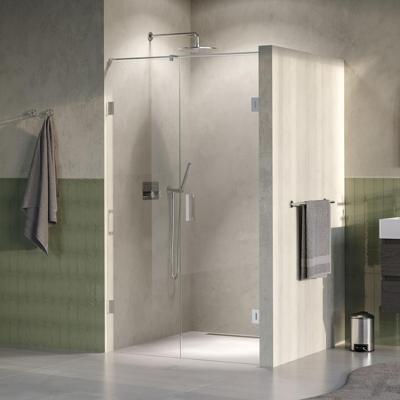 Brauer Void - Nisdeur - 2-Delig - Helder Glas - 110 x 200 cm - Omkeerbaar - met Draaideur 60 cm - Aan Muur - incl. Glascoating - PVD RVS-Kleurig