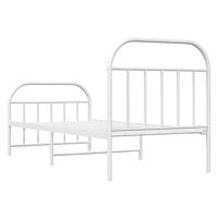 Bedframe met hoofd- en voeteneinde metaal wit 90x190 cm - thumbnail