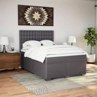 Boxspring met matras kunstleer grijs 140x190 cm - thumbnail