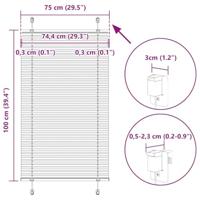 Pliss rolgordijn 75x100 cm stofbreedte 74,4 cm polyester wit - thumbnail
