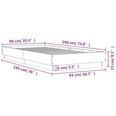 Bedframe met LED-verlichting sonoma eikenkleurig 90x190 cm