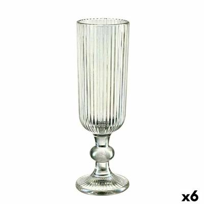 Champagneglas Vivalto Groen Glas 160 ml Strepen (6 Stuks)