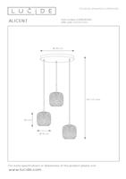 Lucide ALICENT - Hanglamp - Ø 35 cm - 3xE27 - Mat Goud / Messing - thumbnail