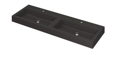 INK Wastafel Momento Quartz met 2 kraangaten 140 cm x 45 cm x 9 cm Quartz zwart 3421251
