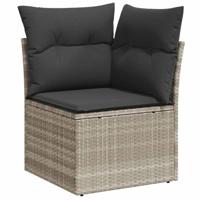 10-delige Loungeset met kussens poly rattan lichtgrijs - thumbnail