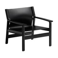 Kave Home Jan fauteuil leder Zwart essenhout - thumbnail