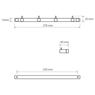 Viervoudige Handdoekhaak Sapho X-Round 27x2.5 cm Chroom