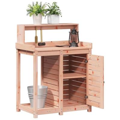 VidaXL Oppottafel met schappen 82,5x50x109,5 cm massief douglashout VidaXL Oppottafel met schappen 82,5x50x109,5 cm massief douglashout
