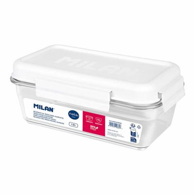 Hermetische Lunchtrommel Milan 1,2 L Wit Transparant Plastic Rechthoekig Hermetische Lunchtrommel Milan 1,2 L Wit Transparant Plastic Rechthoekig