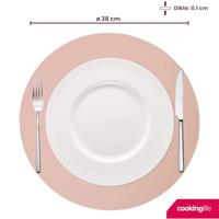 Cookinglife Placemats - Dubbelzijdig - Vegan leer - Grijs / Roze ø 38 cm - 6 Stuks - thumbnail
