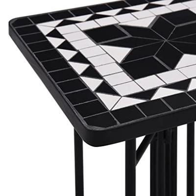 Bijzettafel mozaek keramiek zwart en wit Bijzettafel mozaek keramiek zwart en wit