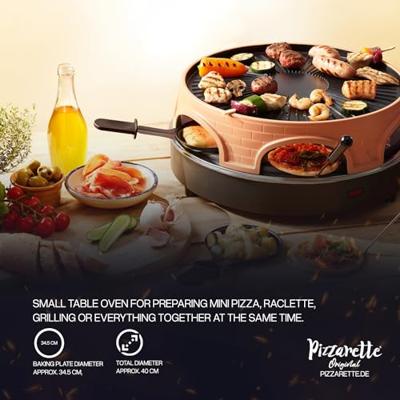 Emerio PO-113255.4 3in1 Pizzarette + 6 Pannetjes Terracotta Oranje/Zwart - thumbnail