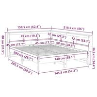 Bed met boekenkast zonder matras grenenhout wasbruin 140x200 cm - thumbnail