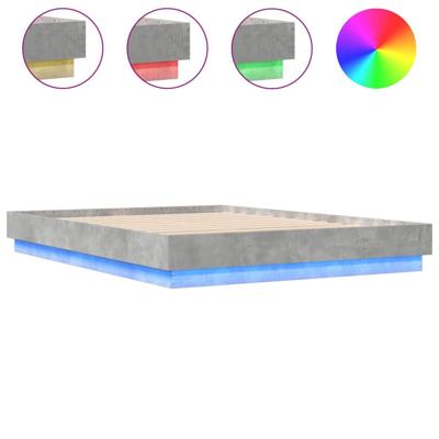 Bedframe met LED-verlichting betongrijs 160x200 cm - thumbnail