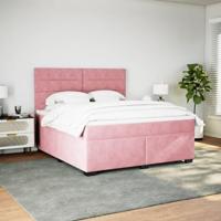 Boxspring met matras fluweel roze 180x200 cm - thumbnail