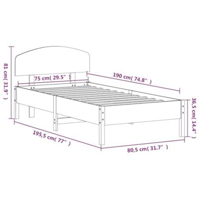 Bedframe zonder matras massief grenenhout 75x190 cm