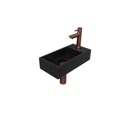 INK - Fonteinpack Quartz Rechts incl. Fonteinkraan - Design Sifon - Design Plug en Montageset - 360x180x90 Mm - Quartz Zwart/mat Rose Goud