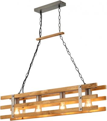 Trio Hanglamp Khan L 100 Cm Hout - Mat Chroom Trio Hanglamp Khan L 100 Cm Hout - Mat Chroom