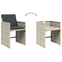 Tuinstoelen 4 st met kussens poly rattan lichtgrijs - thumbnail