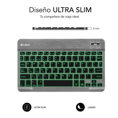 FUNDA TECLADO TABLET SUBBLIM SMART BACKLIT BT KEYBOARD GREY