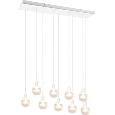 Stijlvolle LED Hanglamp met 9-Lichtpunten - Rechthoekig Mat Wit Aluminium