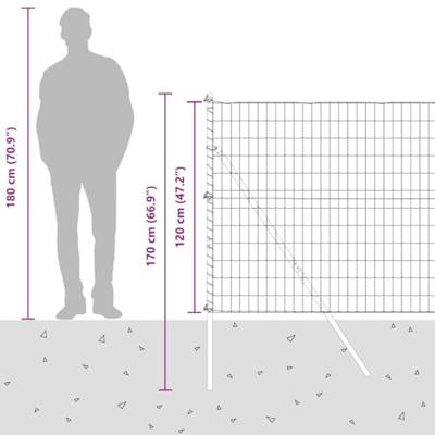 VidaXL Hek met paal grijs 1,2 x 10 m staal en pvc VidaXL Hek met paal grijs 1,2 x 10 m staal en pvc