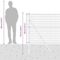 VidaXL Hek met paal grijs 1,2 x 10 m staal en pvc - thumbnail