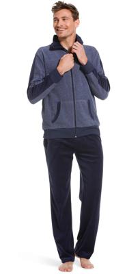 Huispak heren - Dark Blue - NOS - Badstof heren pyjama pak - Warm