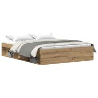 Bedframe zonder matras spaanplaat artisanaal eikenkleurig - thumbnail