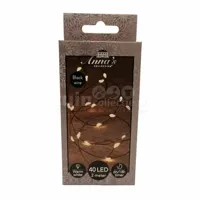 Draadverlichting Zwart 40 LED 2m WW - thumbnail