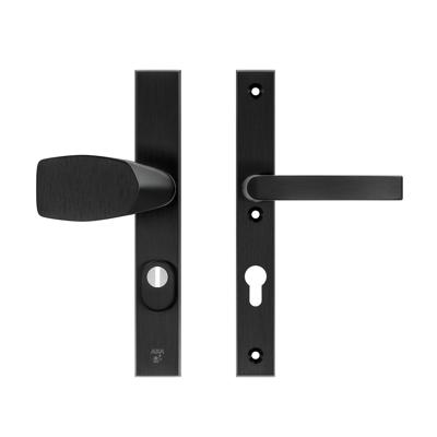 AXA AXA Edge Plus veiligheidsbeslag voordeur rechth. smalschild Wing knop/Blok-kruk PC72 kerntrekbeveiliging SKG3 - aluminium/zwart AXA AXA Edge Plus veiligheidsbeslag voordeur rechth. smalschild Wing knop/Blok-kruk PC72 kerntrekbeveiliging SKG3 - aluminium/zwart