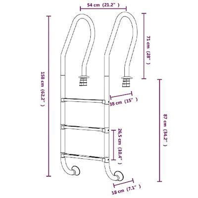 VidaXL Zwembadladder 54x38x158 cm 304 roestvrijstaal VidaXL Zwembadladder 54x38x158 cm 304 roestvrijstaal