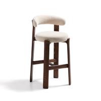 Kave Home Granite barkruk H75 chenille Beige/walnoot - thumbnail