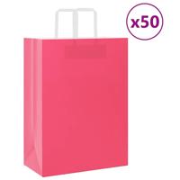VidaXL Papieren zakken 50 st met hengsels 32x17x44 cm roze - thumbnail