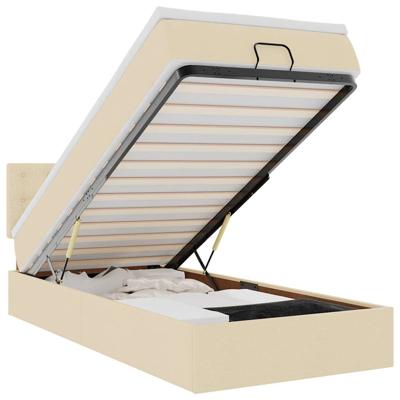 Ottoman bed met matras 80x200cm stof crèmekleurig