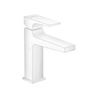 Wastafelmengkraan Metropol HansGrohe Eengreeps 110 met Rechte Greep en Push-Open Afvoer Mat Wit - thumbnail