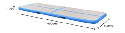 Gymnastiekmat met pomp opblaasbaar 400x100x10 cm PVC blauw