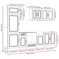 8-delige Keukenkastenset Kalmar bewerkt hout zwart - thumbnail