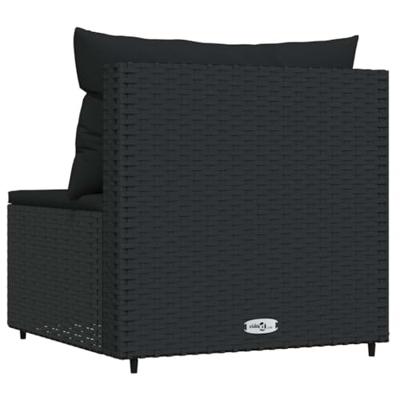 Tuinmiddenbank met kussens poly rattan zwart