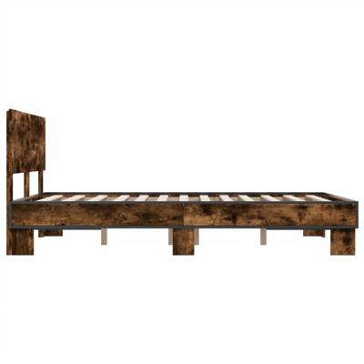 Bedframe bewerkt hout metaal gerookt eikenkleurig 140x200 cm